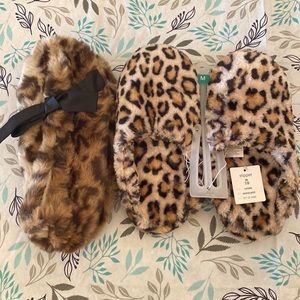 Two new pairs of animal print cheetah slippers soft cozy comfy NWOT